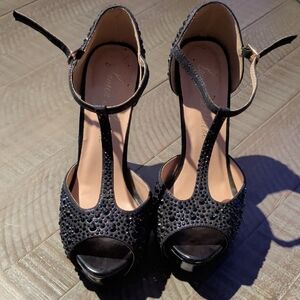 Lauren Lorraine Black Sparkle Heels